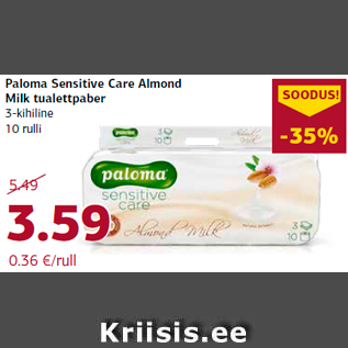 Allahindlus - Paloma Sensitive Care Almond Milk tualettpaber