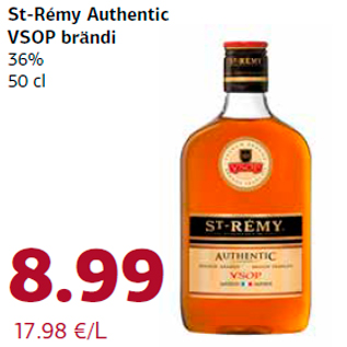 Allahindlus - 6.65 €/L St-Rémy Authentic VSOP brändi