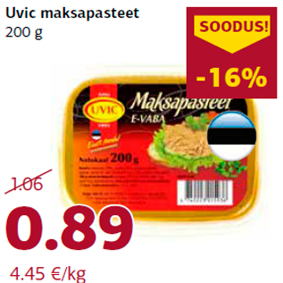 Allahindlus - Uvic maksapasteet 200 g