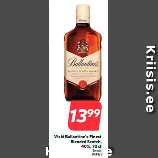 Allahindlus - Viski Ballantine´s Finest Blended Scotch, 40%, 70 cl