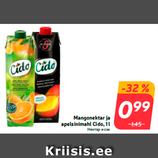 Allahindlus - Mangonektar ja apelsinimahl Cido, 1 l