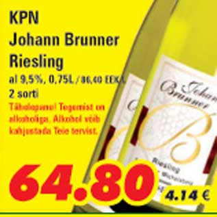 Allahindlus - KPN Johann Brunner Riesling