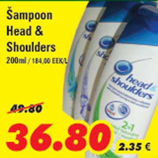 Allahindlus - Šampoon Head&Shoulders