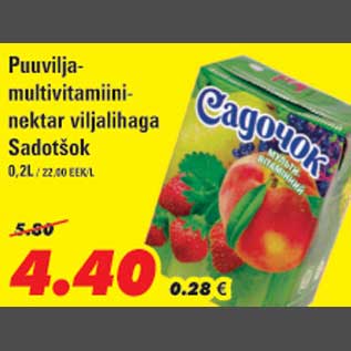 Allahindlus - Puuvilja-multivitamiininektar viljalihaga Sadotšok