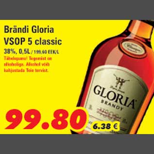 Allahindlus - Brändi Gloria VSOP 5 classic