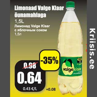 Allahindlus - Limonaad Valge Klaar õunamahlaga 1,5L