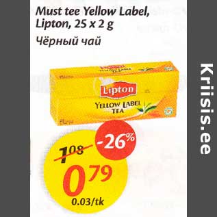 Allahindlus - Must tee Yellow Label,Lipton,25 х 2 g