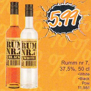 Allahindlus - Rumm nr 7, 37,5%, 50 cl .White .Black