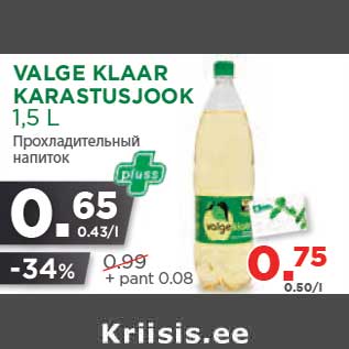 Allahindlus - VALGE KLAAR KARASTUSJOOK 1,5 L