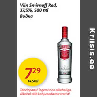 Allahindlus - Viin Smirnoff Red, 37,5%, 500 ml