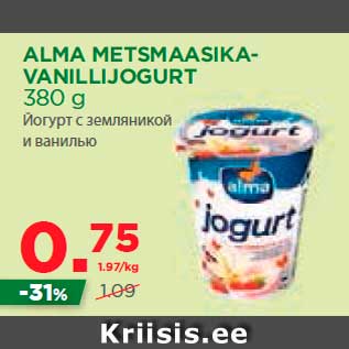 Allahindlus - ALMA METSMAASIKAVANILLIJOGURT 380 g