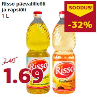 Allahindlus - Risso päevalilleõli ja rapsiõli 1 L