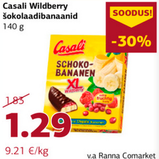 Allahindlus - Casali Wildberry šokolaadibanaanid 140 g