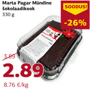 Allahindlus - Marta Pagar Mündine šokolaadikook 330 g