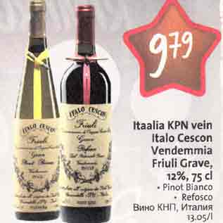 Allahindlus - Itaalia KPN vein Italo Cescon Vendemmia Friuli Grave, 12%, 75 cl