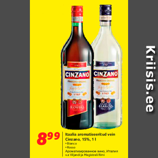 Allahindlus - Itaalia aromatiseeritud vein Cinzano, 15%, 1 l