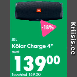 Allahindlus - JBL Kõlar Charge 4*