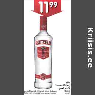 Allahindlus - Viin Smirnoff Red, 70 сl,40%