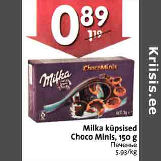 Allahindlus - Milka küpsised Choco Minis,l50 g