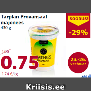 Allahindlus - Tarplan Provansaal majonees 430 g