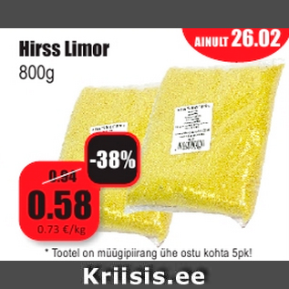 Allahindlus - Hirss Limor 800g