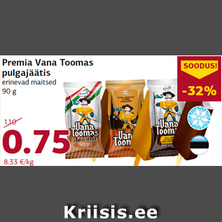 Allahindlus - Premia Vana Toomas pulgajäätis