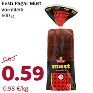 Allahindlus - Eesti Pagar Must vormileib 600 g