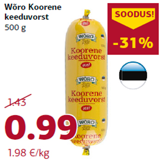 Allahindlus - Wõro Koorene keeduvorst 500 g