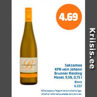 Allahindlus - Saksamaa KPN vein Johann Brunner Riesling Mosel