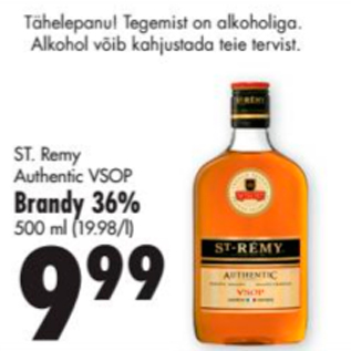 Allahindlus - ST. Remy Authentic VSOP Brandy 36%, 500 ml