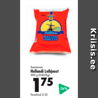 Allahindlus - Saaremaa Hollandi Leibjuust 300 g