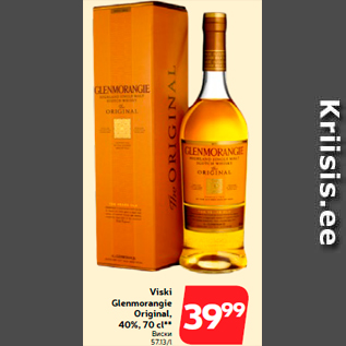 Allahindlus - Viski Glenmorangie Original, 40%, 70 cl**