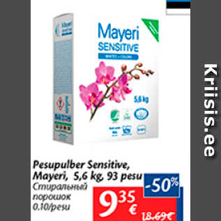 Allahindlus - Pesupulber Sensitive, Mayeri, 5,6 kg, 93 pesu