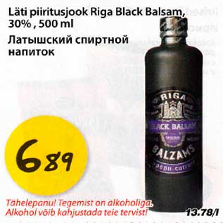 Allahindlus - Läti piiritusjook Riga Black Balsam, 30%, 500ml