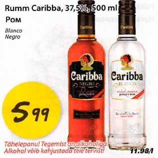 Allahindlus - Rumm Caribba, 37,5%, 500ml