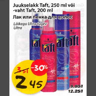 Allahindlus - Juukselakk Taft, 250ml või vaht Taft, 200ml