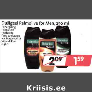 Allahindlus - Dušigeel Palmolive for Меn, 250 ml . Energising . Sensitive . Relaxing