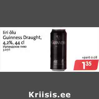 Allahindlus - Iiri õlu Guinness Draught, 4,2%,44 cl