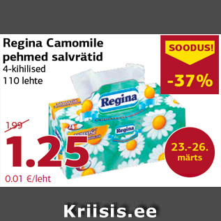 Allahindlus - Regina Camomile pehmed salvrätid