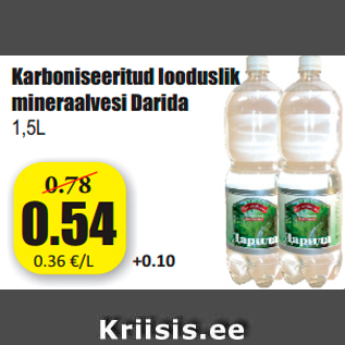 Allahindlus - Karboniseeritud looduslik mineraalvesi Darida 1,5L