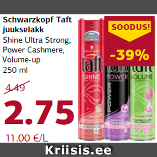 Allahindlus - Schwarzkopf Taft juukselakk