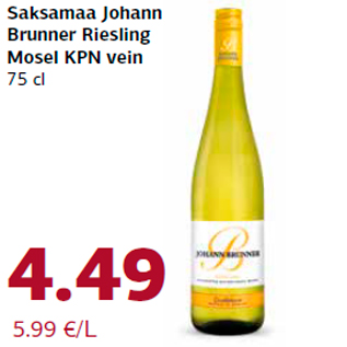 Allahindlus - Saksamaa Johann Brunner Riesling Mosel KPN vein 75 cl