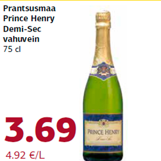 Allahindlus - Prantsusmaa Prince Henry Demi-Sec vahuvein 75 cl