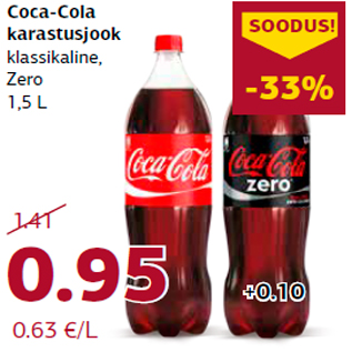 Allahindlus - Coca-Cola karastusjook klassikaline, Zero 1,5 L