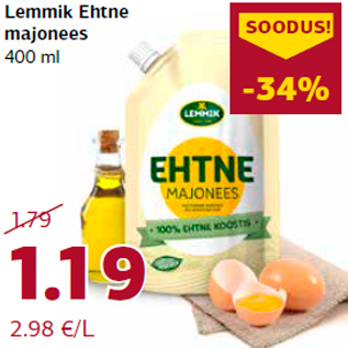 Allahindlus - Lemmik Ehtne majonees 400 ml