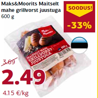 Allahindlus - Maks&Moorits Maitselt mahe grillvorst juustuga 600 g