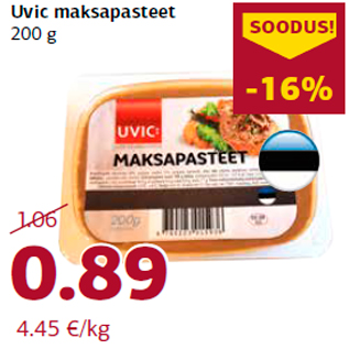 Allahindlus - Uvic maksapasteet 200 g