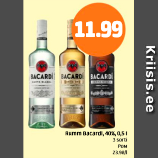 Allahindlus - Rumm Bacardi, 40%, 0,5 l