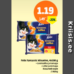 Allahindlus - Felix Fantastic kiisueine, 4 x 100 g