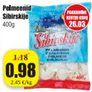 Allahindlus - Pelmeenid Sibirskije 400 g